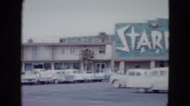 Las Vegas USA (1958): Parking Lot Filled With Vintage Cars In A Hotel Called
