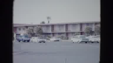 Las Vegas USA (1958): Parking Lot Of A Hotel With Cars Parked And People Passing