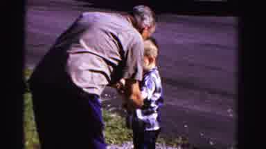 Ontario Canada (1958): Grandpa Gives Toddler Something Then Toddler Turns And
