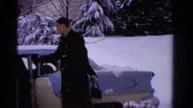 Ontario Canada (1958): People Exiting A Car In The Snow And Closing The Door