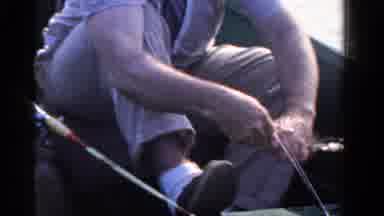 Ontario Canada (1958): A Person Using Angler He Pick The Fishes On The Ocean