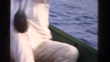 Ontario Canada (1958): Man Out At Sea Catching A Fish