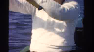 Ontario Canada (1958): A Man Is Fishing In The River Or Sea On Boat