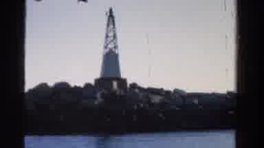 Ontario Canada (1958): White Lighthouse On Rocks In The Sea Fisherman With Fishing