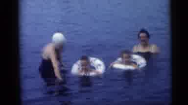 Camden New Jersey USA (1959): Women Swim With Children In A Safe Place With