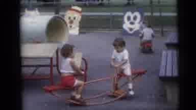 Camden New Jersey USA (1959): Two Children Are Playing On Seesaw And One Boy
