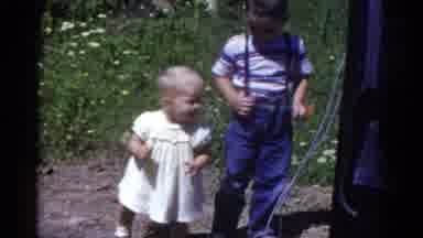 Catskill New York USA (1959): The Two Kids Are Talking Very Interesting