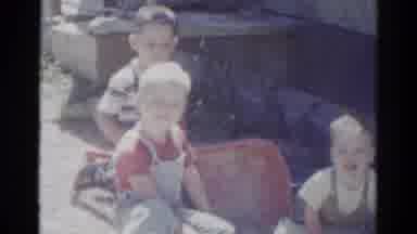 Catskill New York USA (1959): Four Kids Outside Seen Standing In Sitting In Dirt