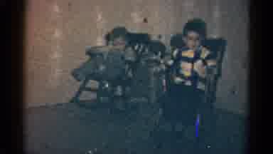Catskill New York USA (1959): The Two Childrens Are Playing In The House