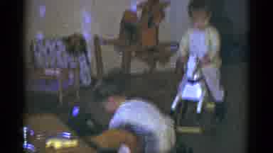 Catskill New York USA (1959): The Two Little Kids Are Playing With A Toy In The