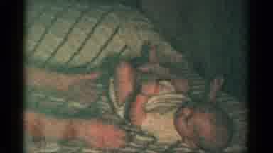 Catskill New York USA (1959): A Baby Is Sitting On A Bed And Then A Person Grabs