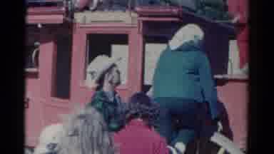 Catskill New York USA (1959): People Boarding A Red Carriage Drawn By A Black And