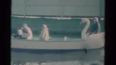Catskill New York USA (1959): Family On A Amusement Park Swan Boat Ride With Blue