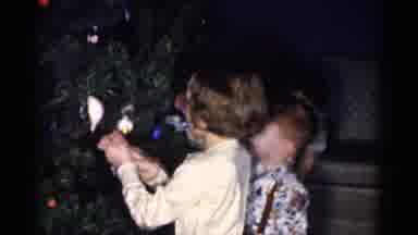 Catskill New York USA (1959): Kids Hanging Ornaments On Christmas Tree