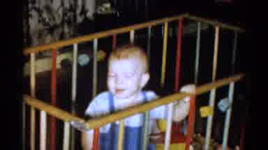 Catskill New York USA (1959): Baby Laughing And Having Fun In Crib