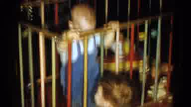 Catskill New York USA (1959): Two Children Play One Is Inside A Playpen With Toys