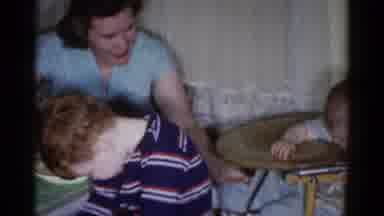 Catskill New York USA (1959): The Mother Is Talking With Our Kids Happily
