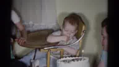 Catskill New York USA (1959): A Little Baby And Others At Birthday Party