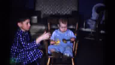 Catskill New York USA (1959): Young Boy And Toddler Play Together While Toddler