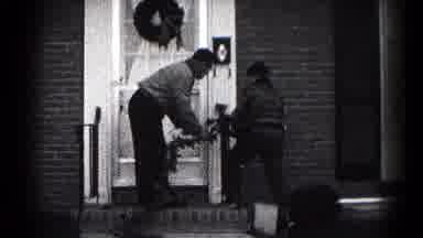 Hagerstown Maryland USA (1959): Father Teaching Son How To Place Christmas