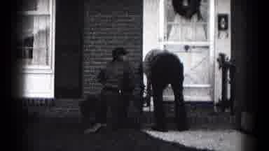 Hagerstown Maryland USA (1959): Father And Son Fix Up Porch Near House Background