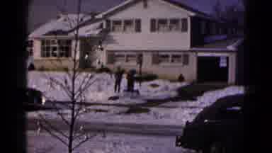 Hagerstown Maryland USA (1959): Snowball Fight In Front Of A House