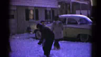 Hagerstown Maryland USA (1959): Group Of Young Boys Start Snowball Fight In Their