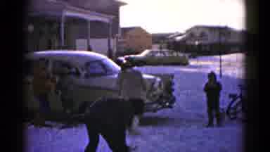 Hagerstown Maryland USA (1959): Kids Playing Outside In The Snow While Throwing