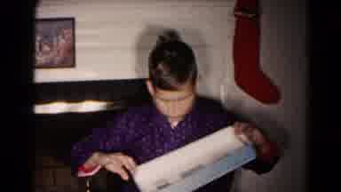 Hagerstown Maryland USA (1959): Christmas Morning Young Boy Wearing Purple Robe