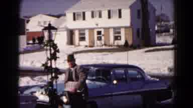 Hagerstown Maryland USA (1959): Elder Man And Woman Slowly Walk Up The Icy