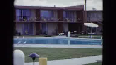 Nevada USA (1959): View Of A Hotel Or Apartment With An Empty Swimming Pool Pool