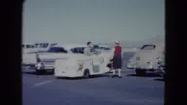 Nevada USA (1959): Women Gets A Ride To Her Car At The Airport Then Waves At The