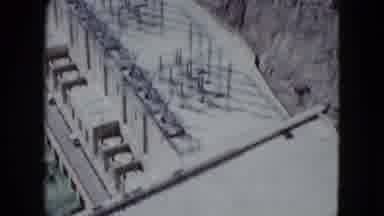 Nevada USA (1959): Concrete Walls Metal Bases Dam Construction On A River Produces