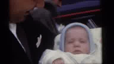 Camden New Jersey (1960): Dad Taking Baby Wearing A Blue Bonnet And Baby Carrier