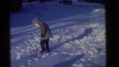 Camden New Jersey (1960): Woman By Car With Two Children Shoveling And Playing In