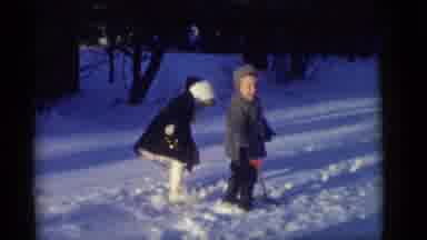 Camden New Jersey (1960): Two Children Having Fun Playing In The Snow With Each