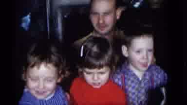 Camden New Jersey (1960): A Man And His Three Kids Posing For A Picture