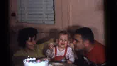Camden New Jersey (1960): Parents With Their Child In Front Of A Birthday Cake