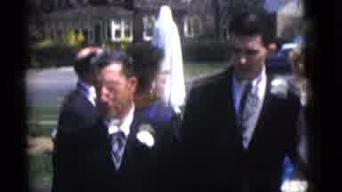 Camden New Jersey (1960): Small Fancy Wedding Ceremony With Family Outside Houses
