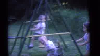 Camden New Jersey (1960): Little Girl Pushes Little Boy On Swing Before Getting On