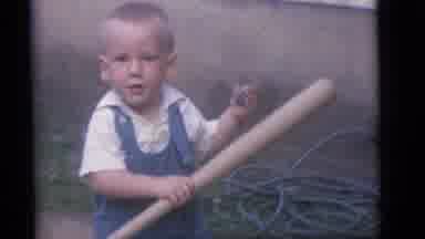 Camden New Jersey (1960): Little Boy Holding Baseball Bat Outside With Three More