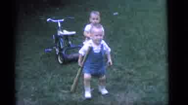 Camden New Jersey (1960): Three Young Children Playing Outside With Ball Bat And
