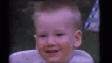 Camden New Jersey (1960): Messy Face Child Blond Hair Outside In Chair Leans