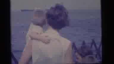 Camden New Jersey US (1960): A Mother Showing The Ocean And Ship To Her Children