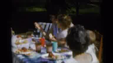 Camden New Jersey USA (1960): Adults And Children Sitting Around A Picnic Table