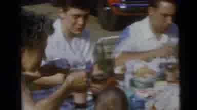 Camden New Jersey USA (1960): A Family Enjoying A Meal Together At A Table Set Up