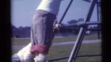 Camden New Jersey USA (1960): Two Toddlers Play On Playground Equipment And Climb