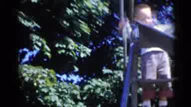 Camden New Jersey USA (1960): Two Small Children Climbing Up A Tall Metal Slide To