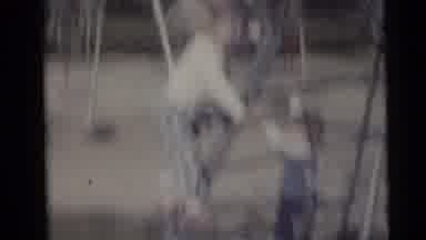 Camden New Jersey USA (1960): 2 Kids Playing At Park Climbing Monkey Bars