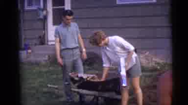 Camden New Jersey USA (1960): American Family Enjoying Outdoors While Kid Chases